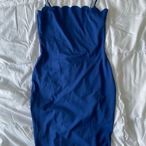Scalloped Blue Cocktail Dress, Size XS